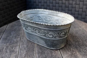 Pflanzschale Ornament Zink L22cm Blumentopf Pflanzgefäß Gartendeko Kübel Shabby - Bild 1 von 3