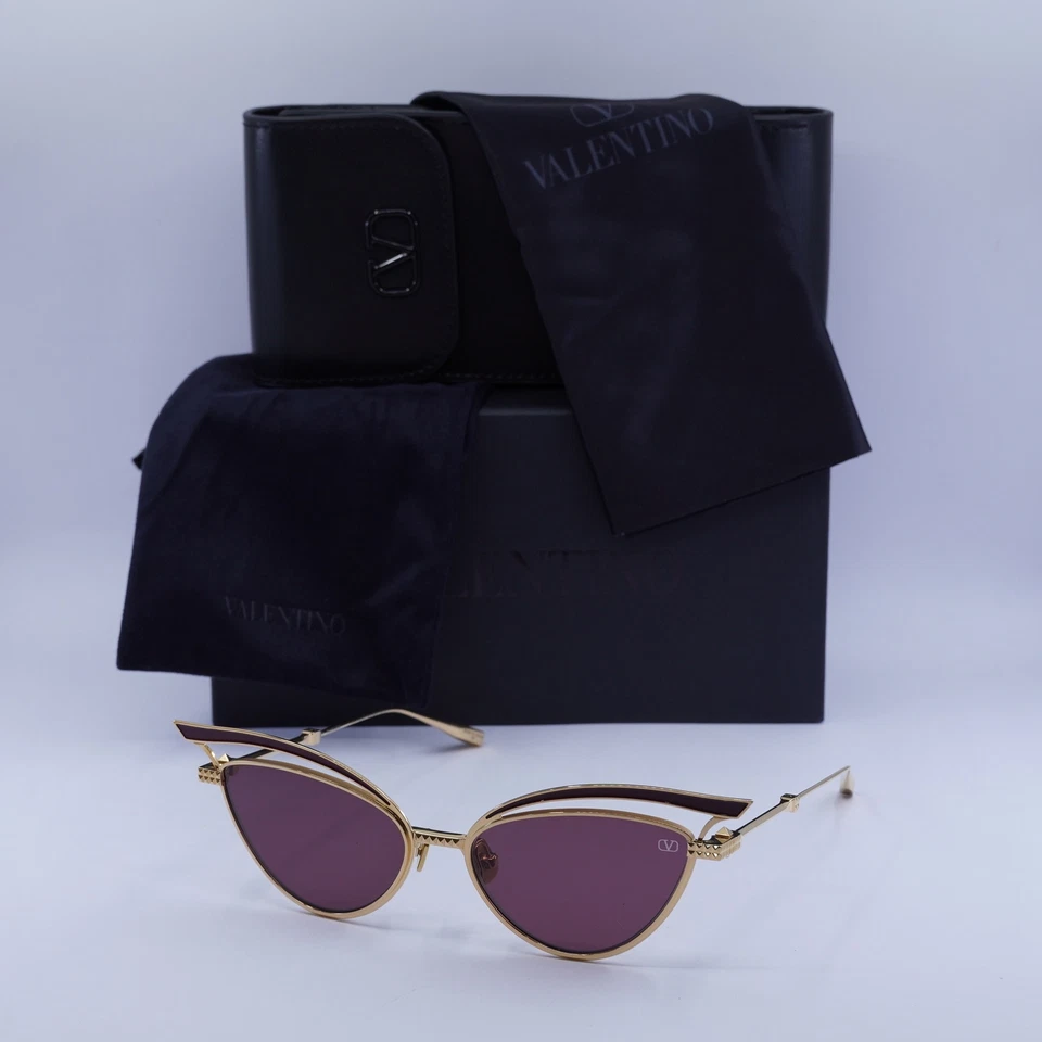 VALENTINO V-GLASSLINER-VLS-118B-55 Sunglasses Sun Glasses GLD BDX V-LIGHT Authen