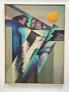 MCM Russian S.Petrov Modernist Abstract Constructivism Oil Painting The Future - Bild 1 von 8