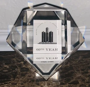 Vintage Acrylic Paperweight Justice Law Firm 1986 Star Prism 60th Anniversary - Picture 1 of 4