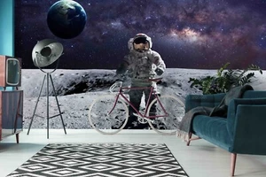 3D Space Earth Astronaut Self-adhesive Removeable Wallpaper Wall Mural - Picture 1 of 10