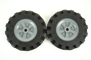 Knex 3.5" x .5" Set of 2 Rubber Tires w/ Gray Hub Pulley Wheel Replacement Parts - Picture 1 of 4