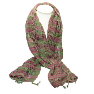 Thai Organic Cotton Scarf - Green and Pink - Picture 1 of 1