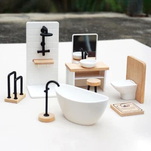 1:12 Dollhouse Miniature Set Shower Room Toilet Bathtub Commode Furniture Decor - Picture 1 of 7