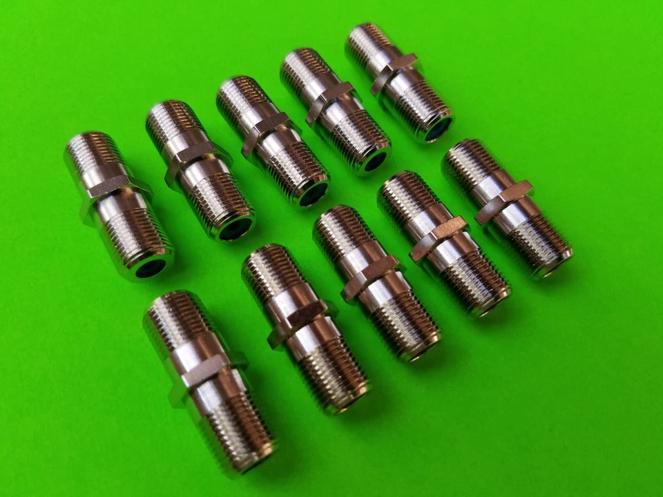 10 F81 Coax Barrel ~ JOIN 2 Cables ~ RG6 Female Splice Coupler F Connector CATV - Image 1 of 4