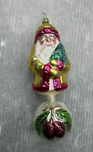 Vintage CHRISTOPHER RADKO Bavarian Santa Ball Gota Piña Vidrio Adorno - Imagen 1 de 13