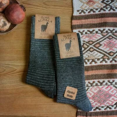 Calcetines térmicos de lana de alpaca para mujer y hombre - 2 pares - tejido grueso | 3098 Foto 1 de 4