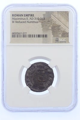 Maximinus II Daia BI Reduced Nummus Roman Billon Coin 310-313 AD NGC Genuine - Image 1 of 4