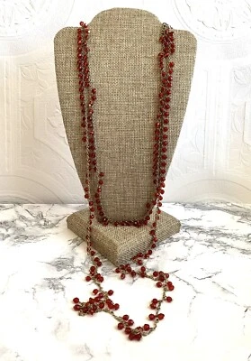 Белый дом черный рынок ожерелье граненый красный бусина ChaCha трансформируемый регулируемый - Изображение 1 из 4