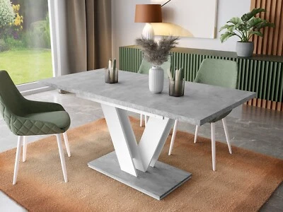 Small Grey Table Extending Dining Kitchen Table Modern Compact Seats 6 8 Masy - Image 1 of 4