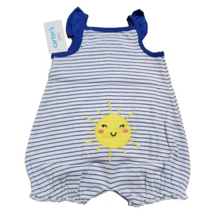 Carter's Baby Girl Blue Striped Sunny Sun Snap-Up Romper (3m to 24m) - Picture 1 of 4