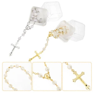 4 Sets Cross Charm Bracelet Baby Rosary Rosary Bracelet Baptism Gifts - Picture 1 of 11