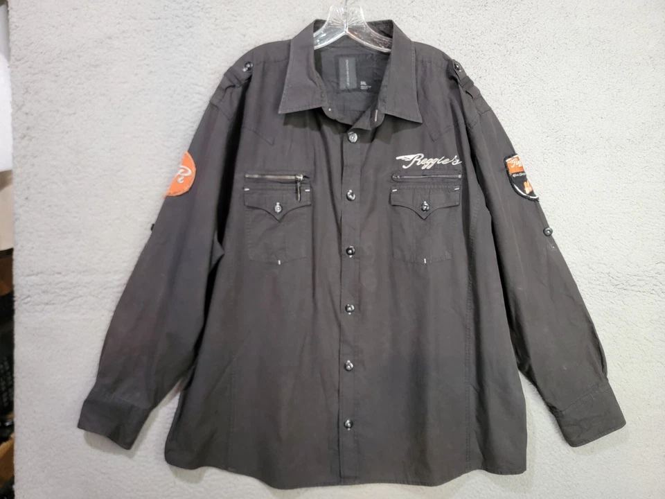 Jordan Craig XXXL Men's Shirt "Reggie's Chop Shop" distressed badges Embroidery - Изображение 1 из 4