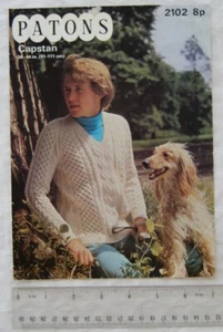 Vintage: Patons 2102 aran sweater for a man, capstan, 36-44 inch, 91-111 cm - Picture 1 of 1