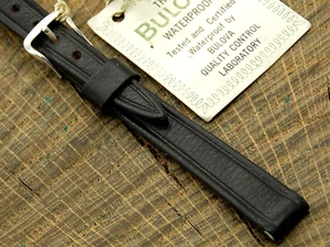 Bulova Calfskin w White Gold Filled Buckle NOS Unused Vintage Watch Band 9mm - Picture 1 of 5