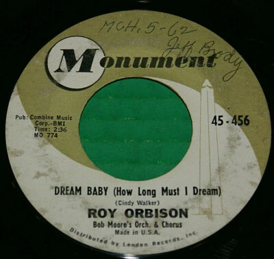 Roy Orbison - Dream Baby (How Long Must I Dream)/The Actress 1962 7" Record Oop - Image 1 of 2