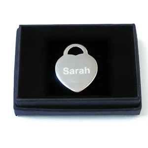 Engraved Stainless Steel Heart Pendant Personalised in Gift Box - Picture 1 of 2