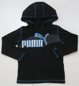 Size 5 Puma Black White Blue Hooded Shirt Cotton Polyester Boys Kids Five 1-978 - Picture 1 of 4