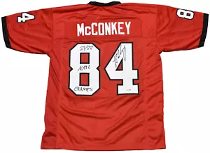 LADD McCONKEY SIGNED GEORGIA BULLDOGS #84 RED JERSEY + 21/22 NATL CHAMPS - Picture 1 of 1
