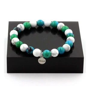 Steine Und Minéraux. Armband Perlen Howlith + Chrysocolla 8 Mm. Made IN Fr - Bild 1 von 6
