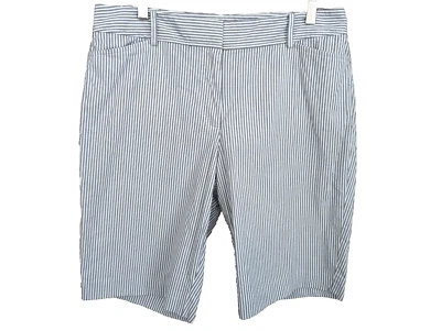 Talbots Perfect Shorts Womens 12P Petite Gray Stripe Mid Rise Pockets Stretch 9" - Image 1 of 4