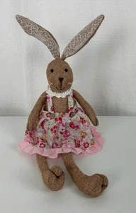 Conejito de Pascua Conejo Estante Cuidador Tope de Puerta Vestido Floral Orejas Posables 23" Nuevo sin Etiquetas - Imagen 1 de 3