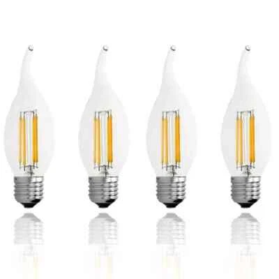 4PCS E27 4W LED Candle Bulb Screw In Filament Bulb Light Candle Living Room - Image 1 of 4