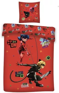 Miraculous Ladybug and Cat Noir Duvet Cover and Pillow Case Single (US Twin) - Picture 1 of 1