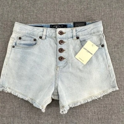 Girls Lucky Brand Shorts Bella Wash Sz 12 Brand New MSRP: $36.50 4 Button Fringe - Image 1 of 4