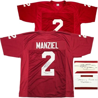 ¡OFERTA! Camiseta deportiva de fútbol americano Texas A&M Aggies Johnny Manziel granate automática JSA Foto 1 de 4