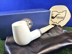 MBSD Sliver Reverse Calabash Block Meerschaum Pipe Acrylic Stem, Box, Bag - Picture 1 of 12