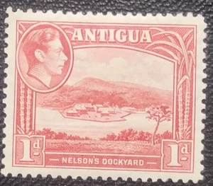 A NICE ANTIGUA 1938-51 SG99 SCARLET 1d KGVI MINT HINGED STAMP. - Picture 1 of 3