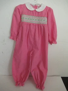 P77 Niñas Talla 24 Meses Mano Calada Jirafa Rosa con Lunares Blancos 1 Pieza - Imagen 1 de 6