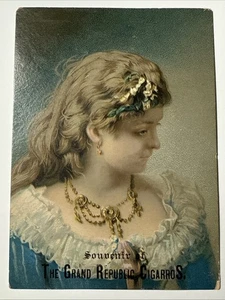 1880s Souvenir GRAND REPUBLIC CIGARROS CIGAR Co Victorian Trade Card antique - Picture 1 of 9