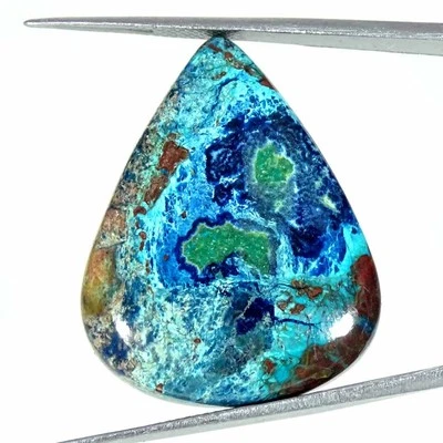 Piedra preciosa suelta cabujón pera azurita natural 39,10 quilates 25x32x6 mm Foto 1 de 4