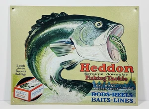 Heddon Frosch Original Dowagiac Angelgerät Werbung Blechschild REPRODUKTION - Bild 1 von 2