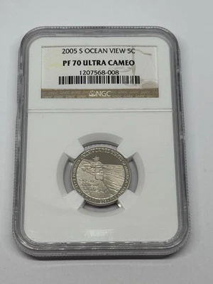 2005 S Ocean View 5c Proof Jefferson Nickel NGC PF 70 Ultra Cameo - Image 1 of 4
