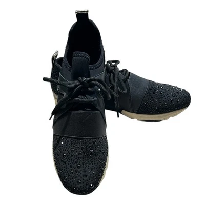 CARVELA  Womens 40.5 (9.5-10) Luxe Crystal Embellished Trainer Black/Metal 4832 - Image 1 of 4