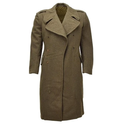 Original Canadian Army Wool Overcoat Military Surplus Vintage Olive Green - Image 1 of 3