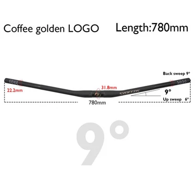 Manillar ultraligero de fibra de carbono para bicicleta de montaña 31,8 mm elevación/plano/9 grados 780 mm Foto 1 de 4