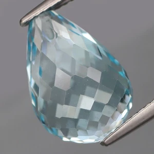 12.10Ct.Ravishing Color! Baby Blue Topaz Brazil Briolette (Drilled) 14x10mm. - Picture 1 of 4