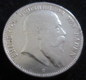 MDS DEUTSCHES REICH KAISERREICH BADEN FÜNF 5 MARK 1903 G "FRIEDRICH", SILBER #S - Picture 1 of 2