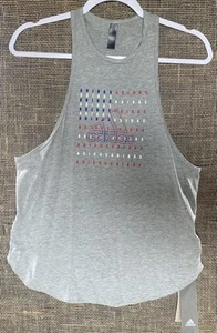 NWT Adidas Tank Top, Sz M, Grey w/ Red, White & Blue Adidas Print American Flag - Picture 1 of 6
