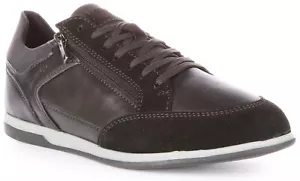 Geox U Renan B Side Zip Lace Up Low Profile Suede Sneaker Black Mens US 7 - 13 - Picture 1 of 12
