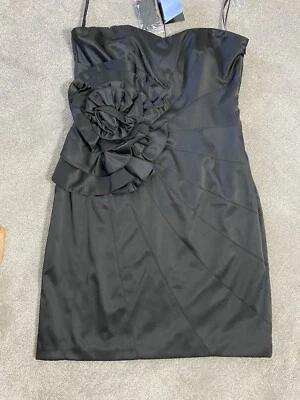 WHBM Satin  Cocktail Strapless Dress Size 14  Black FORMAL NWT - Image 1 of 4