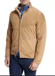 NWT $1798 Peter Millar Collection Tan Suede Reversible Leather Jacket Bomber Siz - Picture 1 of 10