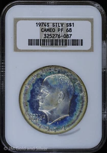 1974-S $1 Silver Proof Eisenhower "Ike" Dollar NGC PF 68 Cameo | PR - Picture 1 of 4