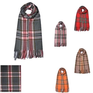 Damen Mädchen Kaschmirmischung Quaste Karomuster Winter Schal - Bild 1 von 7