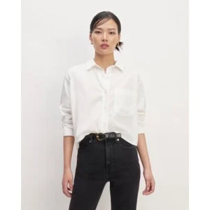 New Everlane The Way Short Shirt in Silky Cotton White Medium  - Picture 1 of 16