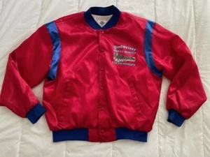 Vtg 80s/90s BUDWEISER Satin CLYDESDALE Baseball / Bomber Jacket MADE in USA - Picture 1 of 10